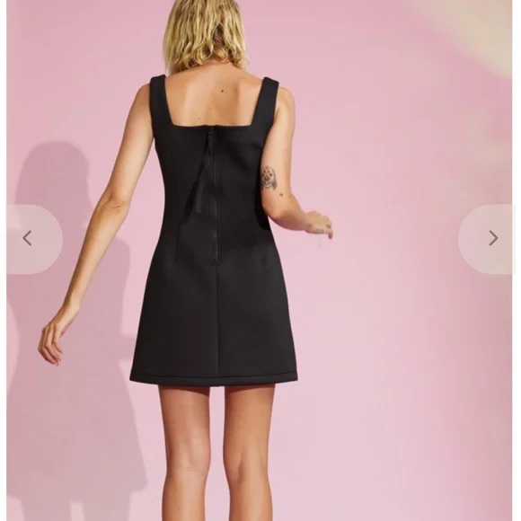 Cynthia Rowley Black bonded  Square-Neck Mini Dress - Picture 2 of 4
